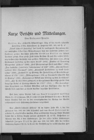 Kurze Berichte und Mitteilungen.