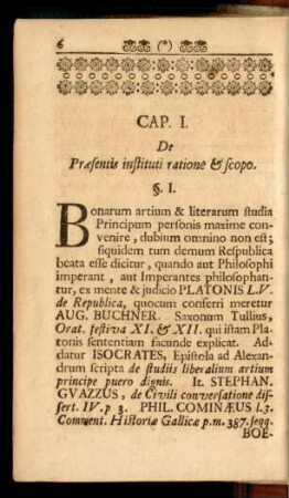 Cap. I. De Praesentis instituti ratione & scopo.
