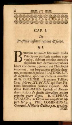 Cap. I. De Praesentis instituti ratione & scopo.