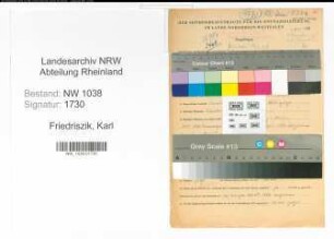 Entnazifizierung Karl Friedriszik , geb. 13.09.1900 (Beamter)