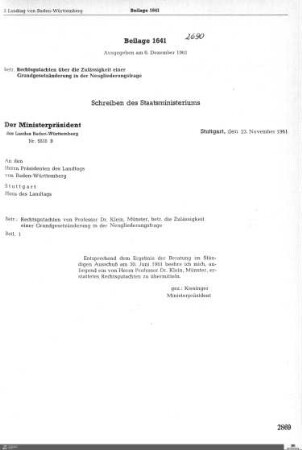 Rechtsgutachten betreffend die Zulässigkeit einer Grundgesetzänderung zur Lösung der Baden-Frage
