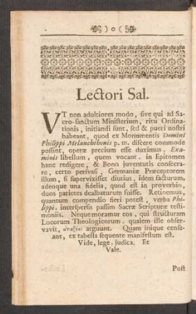 Lectori Sal.