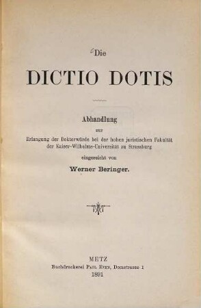 Die Dictio dotis