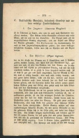 C. Auslaendische Gewaechse, besonders Gewuerze und [...].