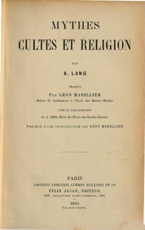 Mythes, cultes et religion