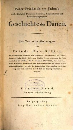 Geschichte der Dänen. 1,2. Abt. 2. - 1804