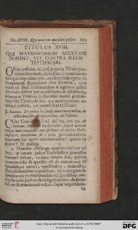 Titulus XVIII: Qui matrimonium accusare possint, vel contra illud testificari