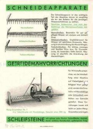 Grasmäher Nr. 1, Nr. 2 Nr. 3 Modelle 1930