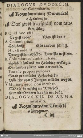 Dialogus Duodecim. de Columbario
