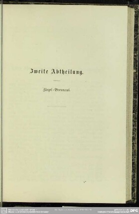Zweite Abtheilung. Ziegel-Brennerei