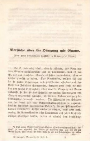 Versuche über die Düngung mit Guano.