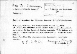Korrespondenz mit den Sektionen Bildende und Darstellende Kunst 1963-1964