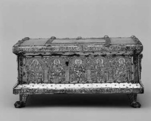 Tragaltar für Bischof Heinrich von Werl — Thronende Apostel unter einer Arkade: Jakobus, Philippus, Paulus, Bartholomäus, Matthäus