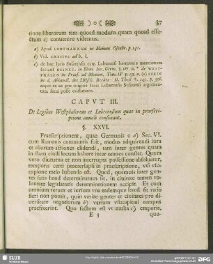 Caput III. De Legibus Westphalorum et Lubecensium quae in praescriptione annali consonant
