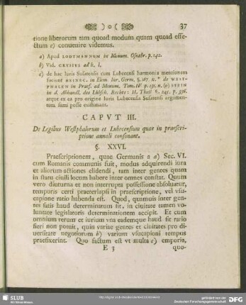 Caput III. De Legibus Westphalorum et Lubecensium quae in praescriptione annali consonant