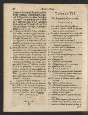 Titulus VII. De Secretario Cancellariae.