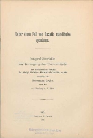 Ueber einen Fall von Luxatio mandibulae spontanea