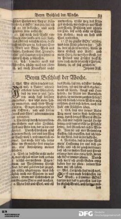 Beym Beschluß der Woche.