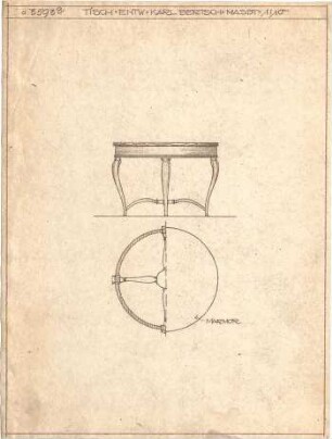 Bertsch, Karl; Möbelentwürfe - Tisch (Ansicht, Teilansichten)