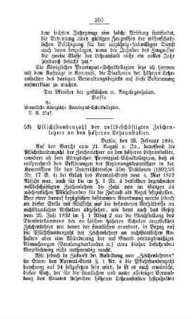 Pflichtstundenzahl der vollbeschäftigten Zeichenlehrer an den höheren Lehranstalten : [D. Höhere Lehranstalten]