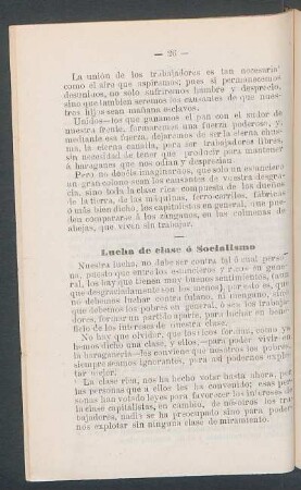 Lucha de clase ó socialismo