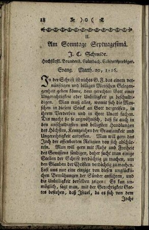 II. Am Sonntage Septuagesimä. Evang. Matth.20, 1-16.
