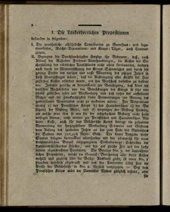 I. Die Landesherrlichen Propositionen