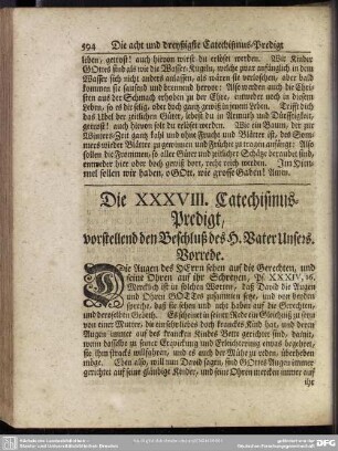 Die XXXVIII. Catechismus-Predigt, vorstellend den Beschluß des H. Vater Unsers