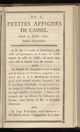 No C (Lundi 4 Juillet 1785)