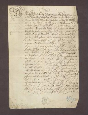 Immunitäts-Zoll und Accisfreiheitsbrief des Markgrafen Ludwig Wilhelm von Baden-Baden für Heinrich Jakob von Fleckenstein
