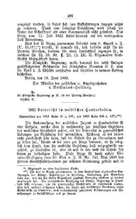 Unterricht in weiblichen Handarbeiten : [V. Elementarschulwesen]