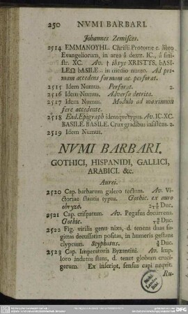 Numi Barbari. Gothici, Hispanidi, Gallici, Arabici. &c.