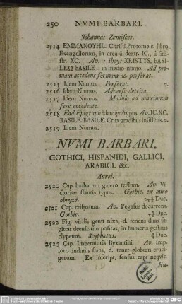 Numi Barbari. Gothici, Hispanidi, Gallici, Arabici. &c.