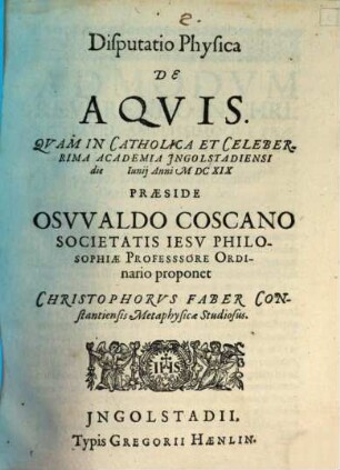 Disputatio physica De aquis