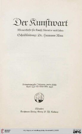43,2: Der Kunstwart: Rundschau über alle Gebiete des Schönen ; Monatshefte für Kunst, Literatur und Leben