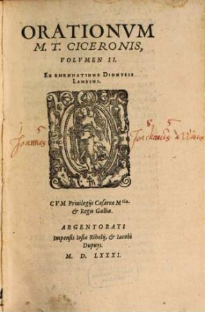 Orationvm M. T. Ciceronis Volvmen ..., 2