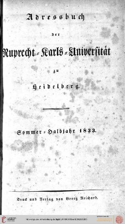 Sommersemester 1833