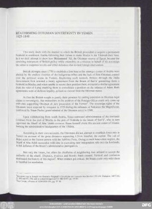 Reaffirming Ottoman Sovereignty In Yemen 1825-1840