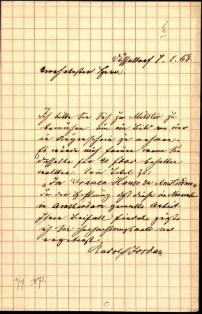 5-10-10-2.0000: Jordan, Rudolph, Maler, Akademieprofessor; diverse Schreiben ff. ff.: Angebot über den Kauf des Bildes "Frauenhaus in Amsterdam"