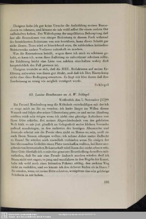 Louise Brachmann an August Wilhelm von Schlegel, Weißenfels, 07.11.1799