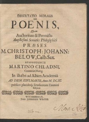 Dissertatio Moralis De Poenis