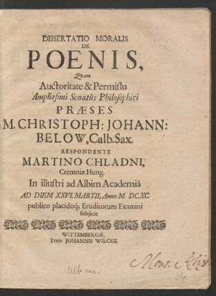 Dissertatio Moralis De Poenis