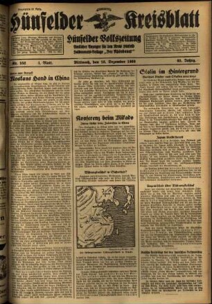 Erste Ausgabe vom Mittwoch, den 16. Dezember 1936.