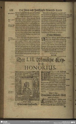 Der LII. Römische Keyser ist Honorius