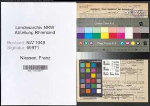 Entnazifizierung Franz Niessen , geb. 08.04.1887 (Metzger)