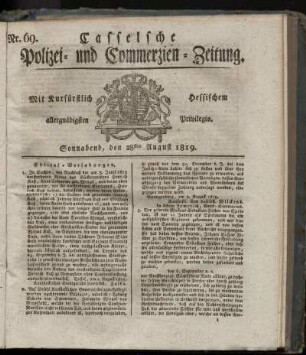 Nr. 69, Sonnabend, den 28sten August 1819