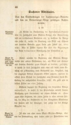 Sechster Abschnitt. Von den Entscheidungen der Landespolizei-Behörde und den im Verwaltungswege zuläßigen Rechtsmitteln