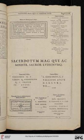 Sacerdotvm mag.qve ac ministrorvm sacrorvm