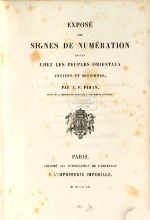 Exposé des signes de numération usités chez les peuples orientaux anciens et modernes