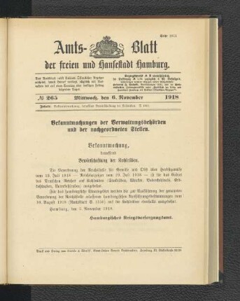 No. 265, 6. November 1918
